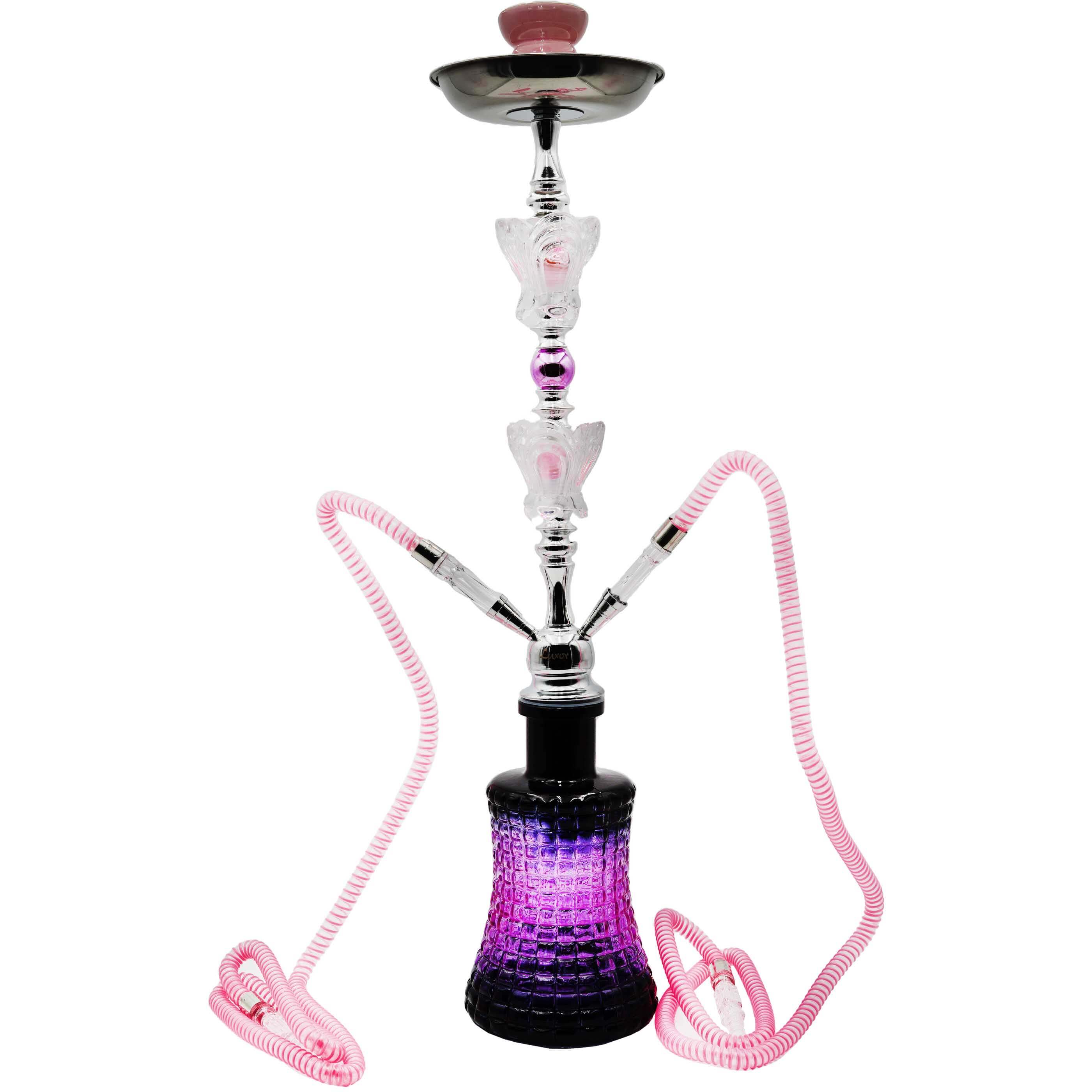 Luxor Shisha 2 Hose Hookah With Vase Checkers And Double Open Flower (NP21-5) | 27 inch | Assorted Colors product image